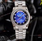 Replica Rolex Day-Date Diamond center Watches Stainless steel Ombre Dial 40mm